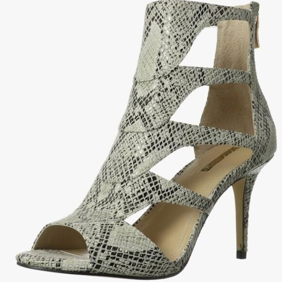 BCBG Generation "Duchess" Snakeskin heeled sandal with back zip, NWOT, sz 9 - Picture 1 of 12